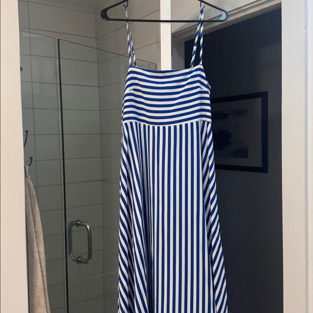 Cupshe Blue and White Striped Maxi Dress